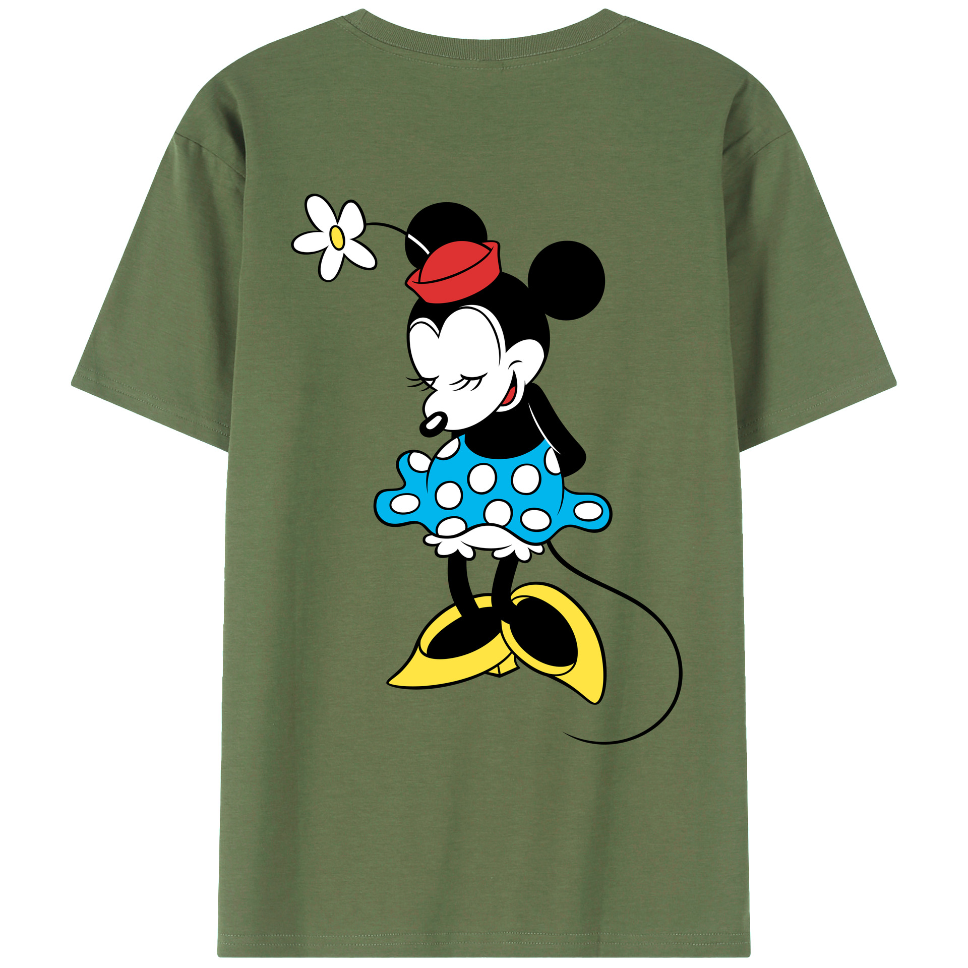 ミッキーマウス Mickey Mouse 綿100％ メンズ半袖Tシャツ（バックプリント） 通気性